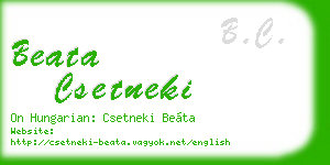 beata csetneki business card